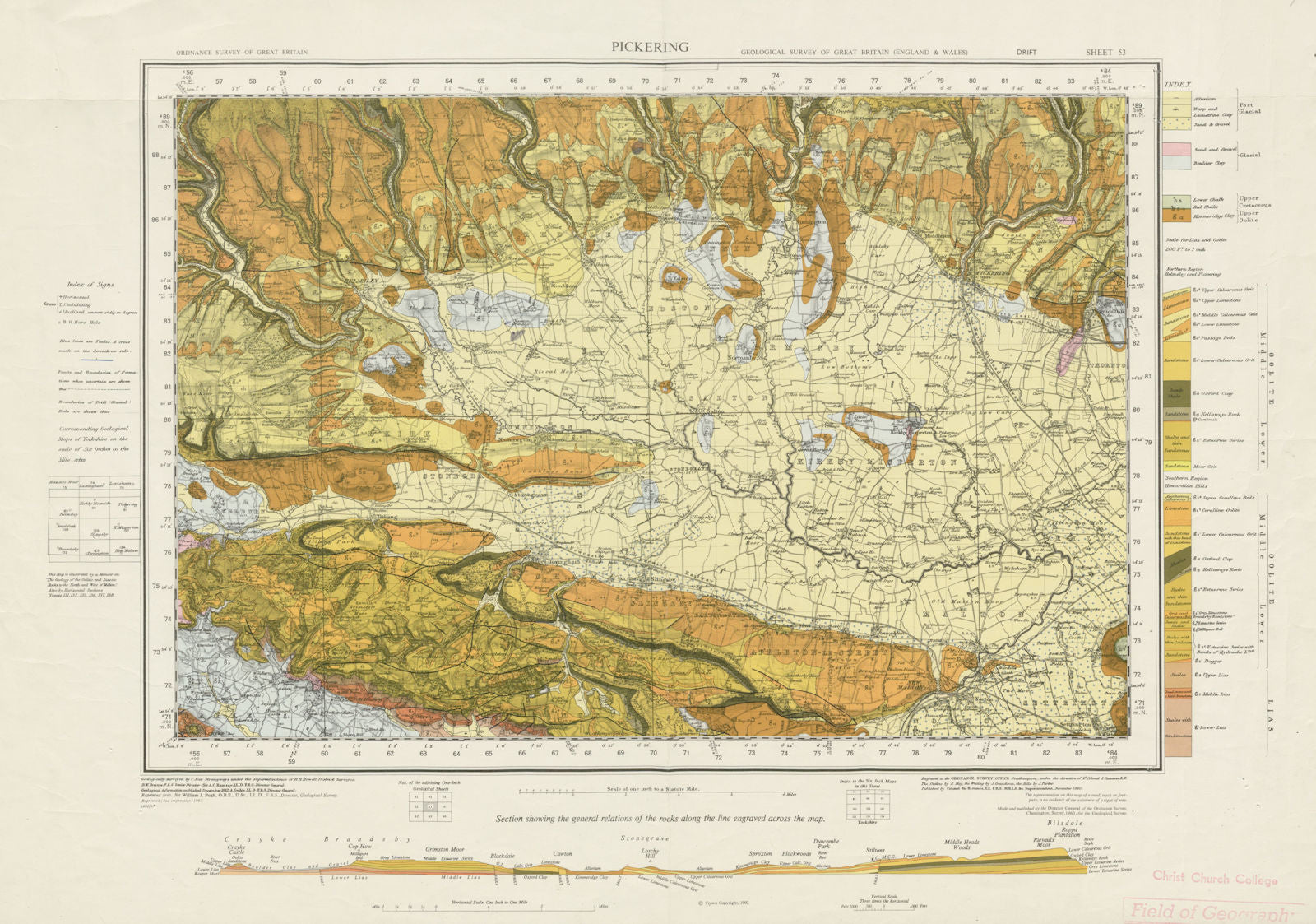 Pickering geological survey sheet 53 North York Moors Howardian Hills 1967 map